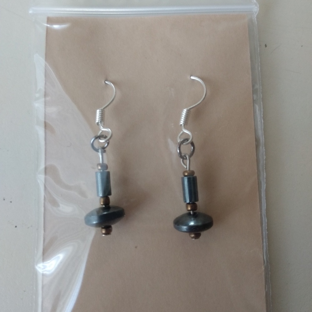 Handcrafted Magnetic Hematite & Seed Bead Earrings